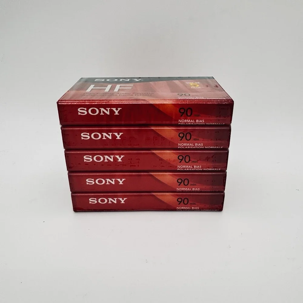 Sony HF High Fidelity 5 Pack Sealed Blank Cassette Tapes 90 Minute Normal Bias